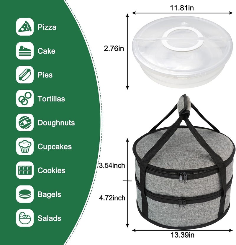 Aufind 12" 2 Pack Pie Carrier with Lid and Insulated Food Carrying Case Bag, Reusable Food Storage Containers for Pies, Cheesecake, Pizza, Nuts Fruit - Image 5